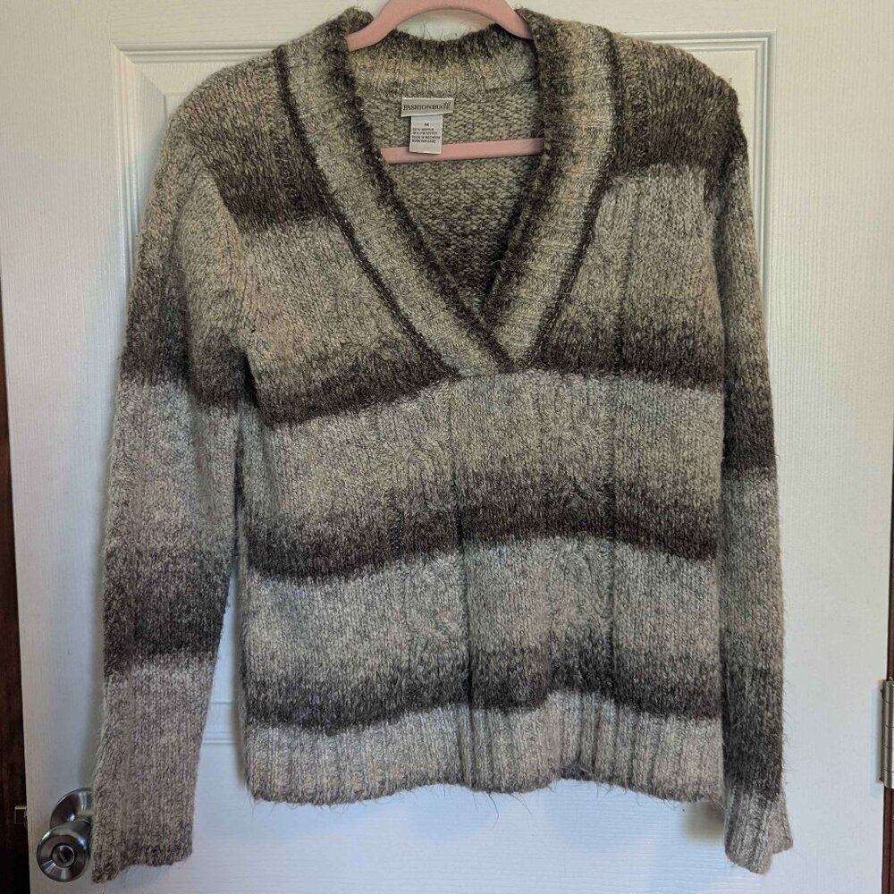 Fashion Bug Medium Size Gray Striped Sweater